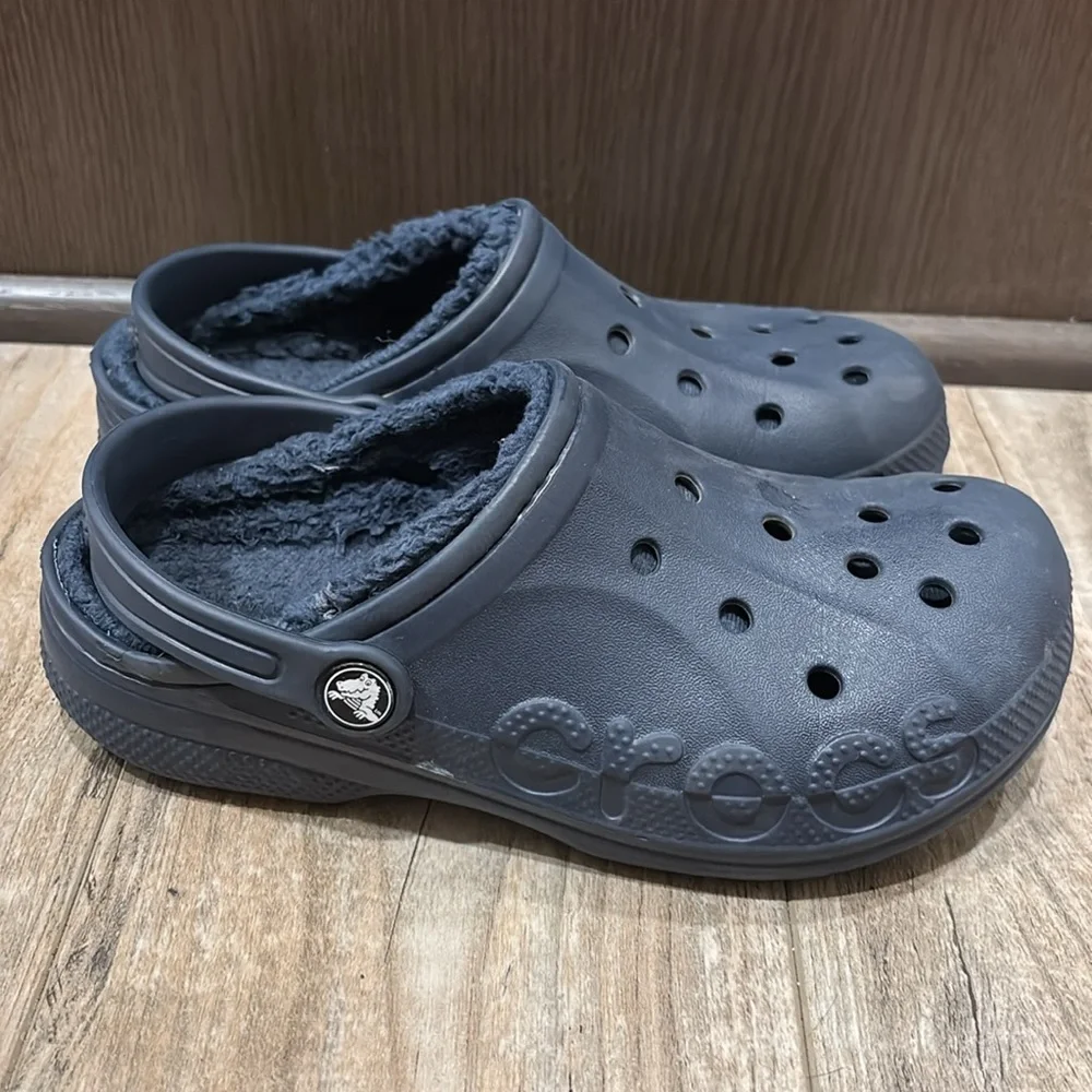 Crocs Baya Lined‎ Navy Blue Comfort Clogs Shoes Size 3 Youth
